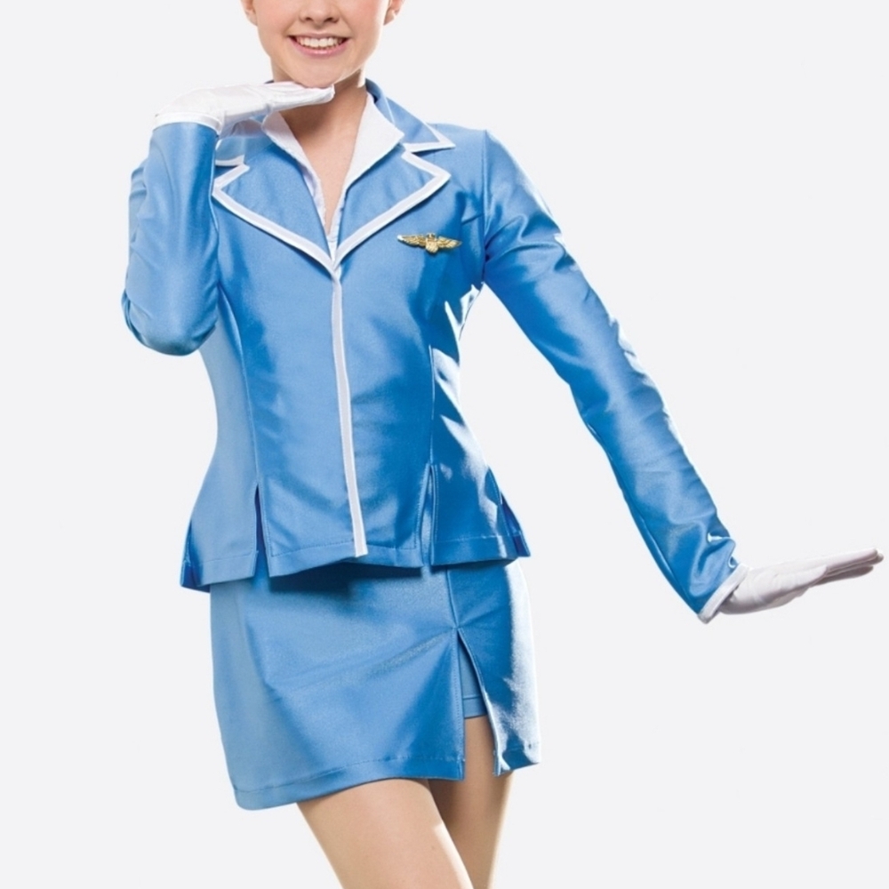 Blue Flight Attendant Costume